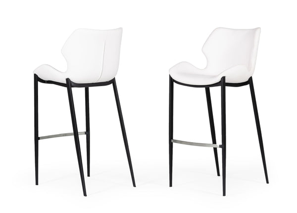 VIG Furniture Modrest Ithaca - Modern White Leatherette Bar Stool (Set of 2) VGHR5409B-WHT