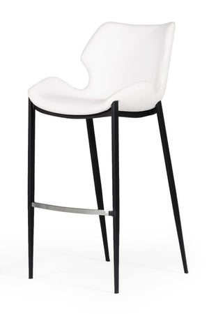 VIG Furniture Modrest Ithaca - Modern White Leatherette Bar Stool (Set of 2) VGHR5409B-WHT