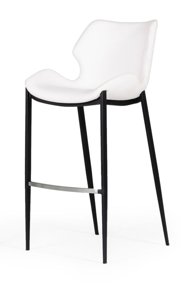 VIG Furniture Modrest Ithaca - Modern White Leatherette Bar Stool (Set of 2) VGHR5409B-WHT