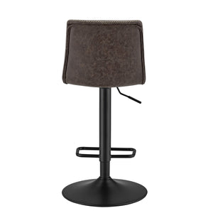 Jayden Low-Back Bar Stool Set of 2 - Adjustable Height, Modern Industrial Style with Steel Footrest