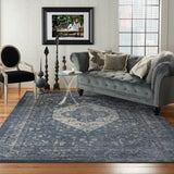 Nourison kathy ireland Home Malta MAI11 Vintage Machine Made Power-loomed Indoor only Area Rug Navy 9' x 12' 99446495068