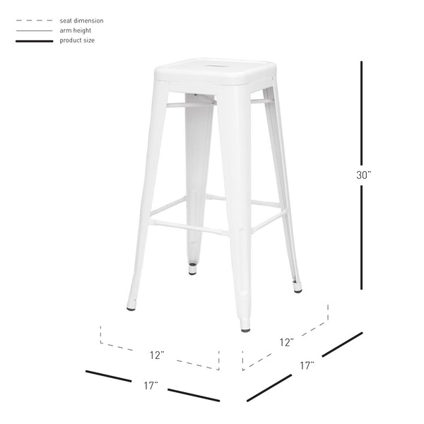 Metropolis Backless Bar Stool Set of 4 - Stylish Metal Design for Indoor and Outdoor Use