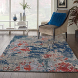 Nourison Artworks ATW01 Artistic Machine Made Loom-woven Indoor only Area Rug Navy/Brick 5'6" x 8' 99446710635