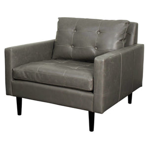 Ritchie Bonded Leather Arm Chair - Mid-Century Modern Design with Tufted Back and Black Splayed Legs