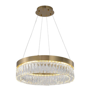 Bethel Gold LED Chandelier in Stainless Steel & Crystal