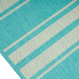Noble House Nador 5'3" x 7' Outdoor Area Rug, Teal and Ivory