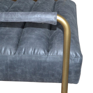 Peyton Bonded Leather Chair – Modern Vintage Design with Channel Tufting and Elegant Gold Finish