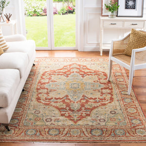 Izmir 103 Traditional Hand Knotted 100% Wool Rug Rust / Beige