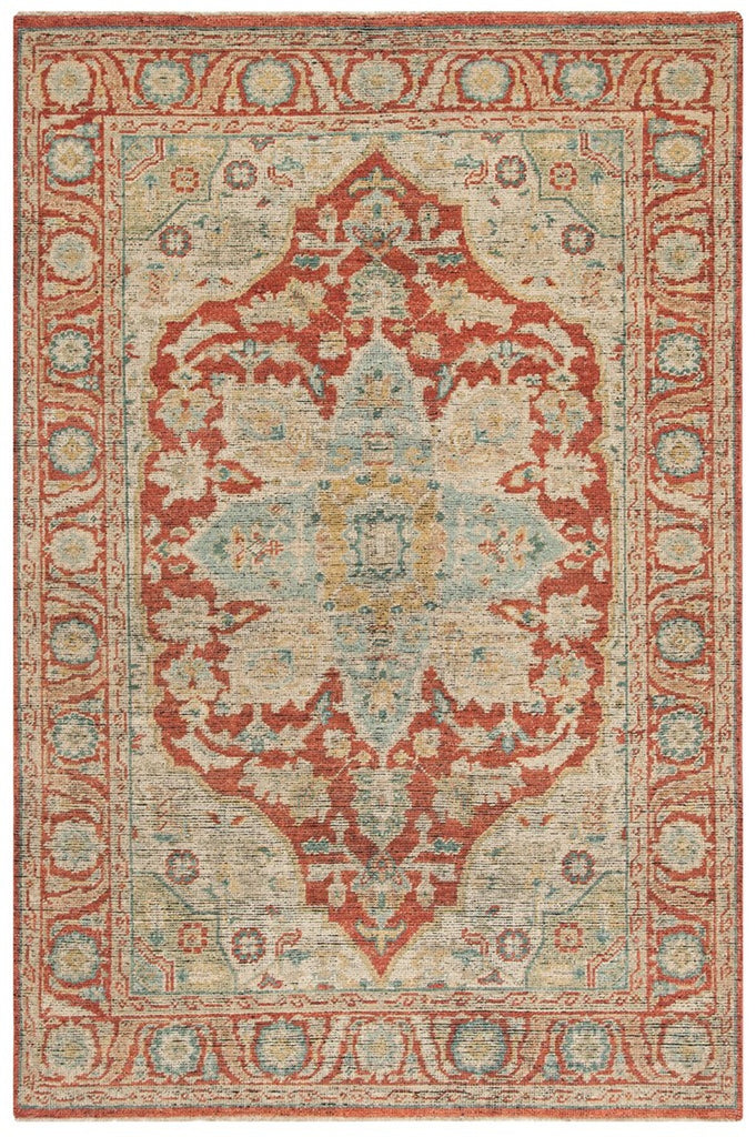 Izmir 103 Traditional Hand Knotted 100% Wool Rug Rust / Beige