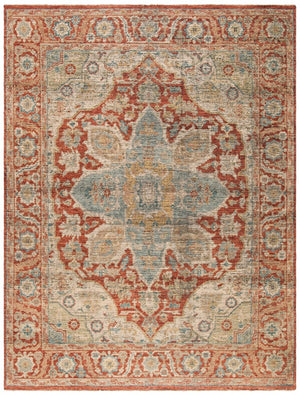 Izmir 103 Traditional Hand Knotted 100% Wool Rug Rust / Beige