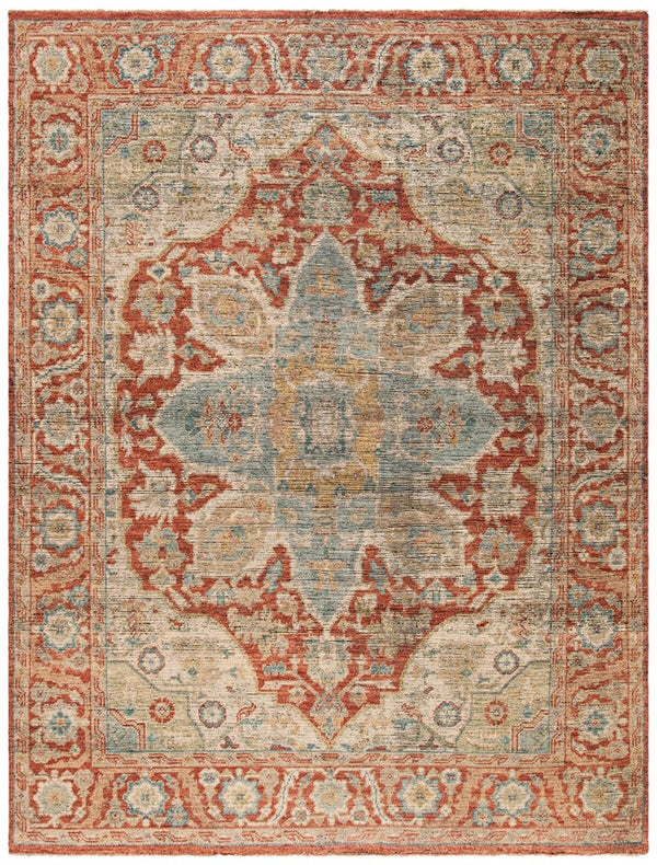 Izmir 103 Traditional Hand Knotted 100% Wool Rug Rust / Beige
