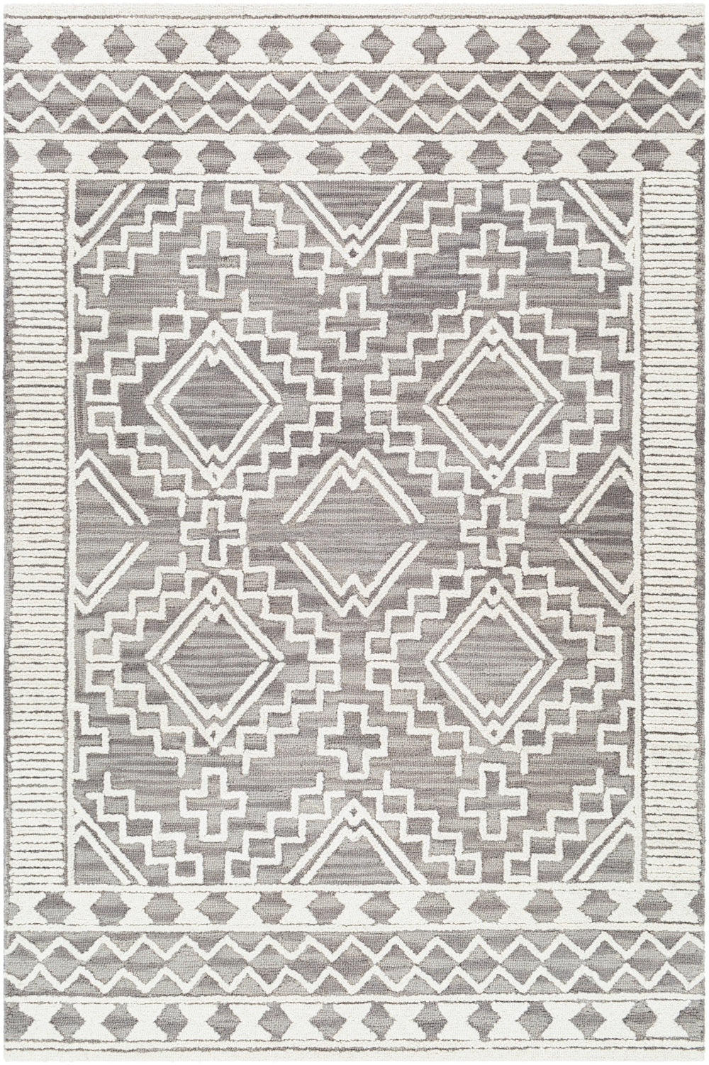 Izmir IZM-2309 Global Wool Rug IZM2309-81012 Charcoal, Light Gray, Ivory 100% Wool 8'10" x 12'