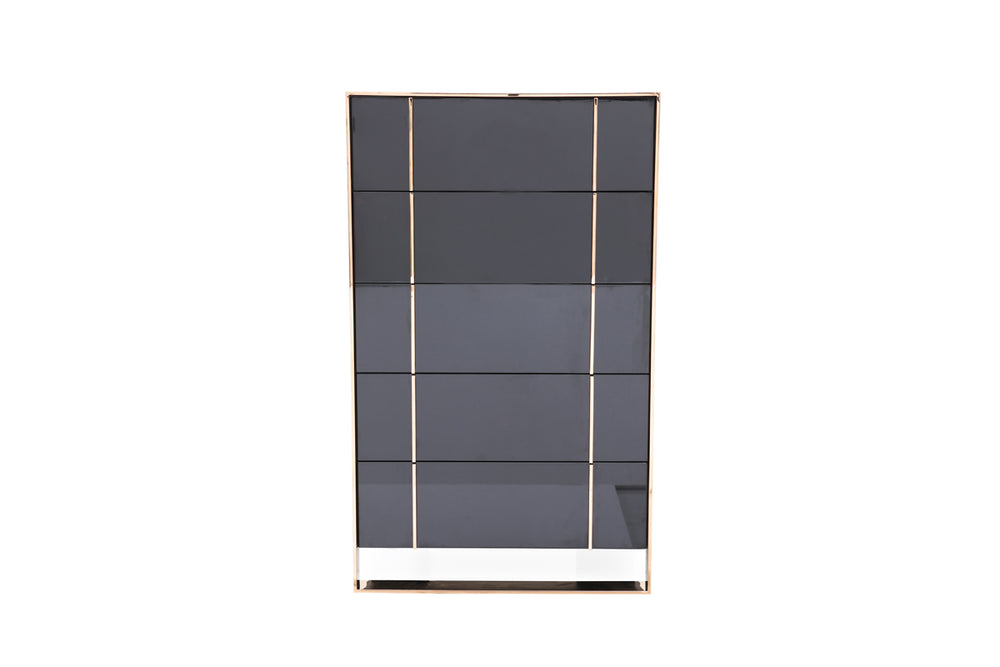 VIG Furniture Nova Domus Cartier Modern Black & Rosegold Chest VGVCJ-A002-5H