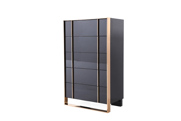 VIG Furniture Nova Domus Cartier Modern Black & Rosegold Chest VGVCJ-A002-5H