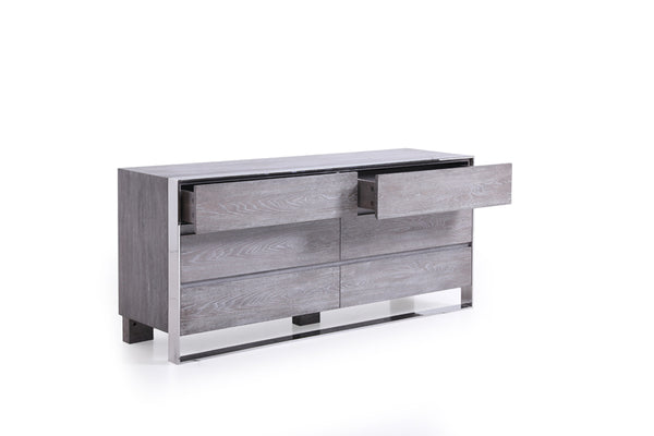 VIG Furniture Modrest Arlene Modern Grey Elm & Stainless Steel Bedroom Set VGVCBD008A-SET