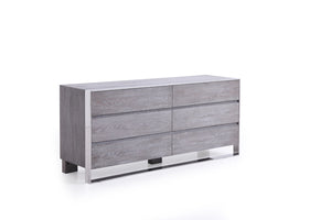 VIG Furniture Eastern King Modrest Arlene Modern Grey Elm & Stainless Steel Bedroom Set VGVCBD008A-SET-EK