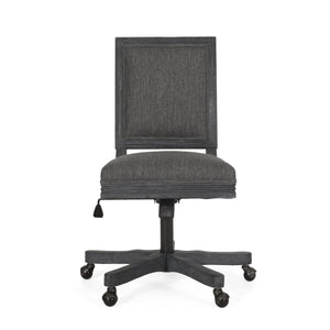Noble House Sandine Rustic Upholstered Swivel Office Chair, Charcoal and Natural