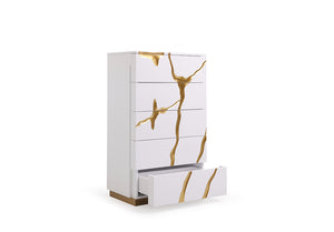 VIG Furniture Modrest Aspen Modern White & Gold Chest VGVCJ1801-5H-WHT