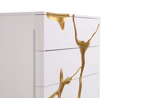 VIG Furniture Modrest Aspen Modern White & Gold Chest VGVCJ1801-5H-WHT