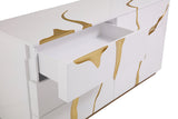 VIG Furniture Modrest Aspen Modern Wide White and Gold Dresser VGVC-J1801-D-L-B-W