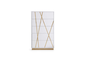 VIG Furniture Modrest Nixa Modern White & Gold Chest VGVCJ1909-5H-WHT