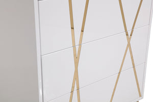 VIG Furniture Modrest Nixa Modern White & Gold Chest VGVCJ1909-5H-WHT