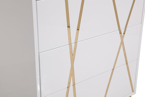 VIG Furniture Modrest Nixa Modern White & Gold Chest VGVCJ1909-5H-WHT