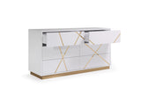 VIG Furniture Modrest Nixa  Modern White & Gold Dresser VGVCJ1909-D-WHT