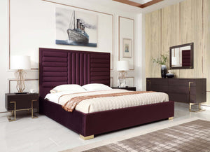 VIG Furniture Modrest Daystar Eastern King Modern Wine Red Velvet & Gold Bed VGVCBD1905-19