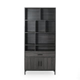 Gallatin Contemporary Faux Wood Cube Unit Bookcase, Dark Gray and Black Noble House