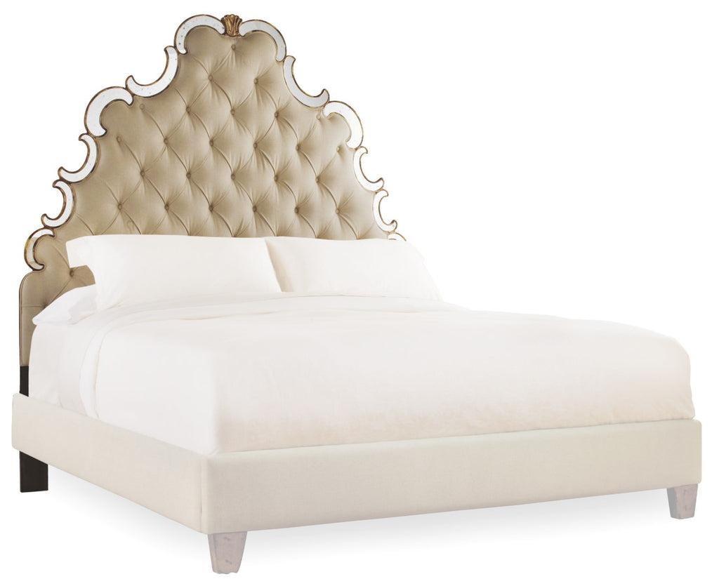 Hooker Furniture Sanctuary Traditional-Formal Queen Tufted Headboard - Bling in Hardwood Solids, Fabric, Mirror 3016-90851