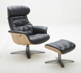 Modrest - Nowak Modern Black Lounge Chair & Ottoman Set