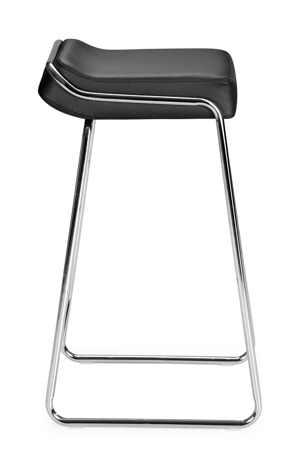 Zuo Modern Wedge 100% Polyurethane, Plywood, Steel Modern Commercial Grade Barstool Set - Set of 2 Black, Chrome 100% Polyurethane, Plywood, Steel
