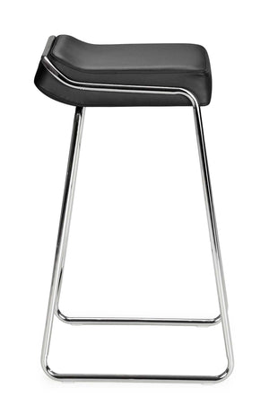 Zuo Modern Wedge 100% Polyurethane, Plywood, Steel Modern Commercial Grade Barstool Set - Set of 2 Black, Chrome 100% Polyurethane, Plywood, Steel