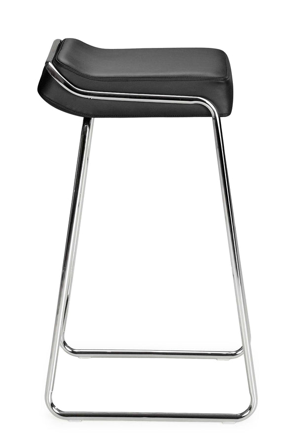 Zuo Modern Wedge 100% Polyurethane, Plywood, Steel Modern Commercial Grade Barstool Set - Set of 2 Black, Chrome 100% Polyurethane, Plywood, Steel