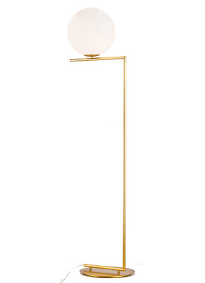 Bethel Brass Floor Lamp in Iron & Glass