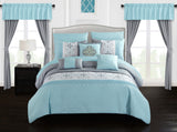 Emily Aqua Blue Queen 20pc Comforter Set