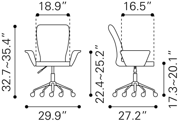 Zuo Modern Specify 100% Polyurethane, Plywood, Steel Modern Commercial Grade Office Chair Black, Chrome 100% Polyurethane, Plywood, Steel