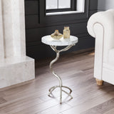 Zuo Modern Joel Marble, MDF, Aluminum Modern Commercial Grade Side Table White, Silver Marble, MDF, Aluminum