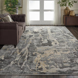 Nourison Fusion FSS10 Modern Machine Made Power-loomed Indoor only Area Rug Grey 9'6" x 13' 99446316677
