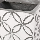 Corbett Outdoor Medium Cast Stone Planter, White with Gray Noble House