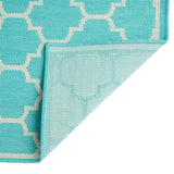 Noble House Ifran 5'3" x 7' Outdoor Area Rug, Teal and Ivory