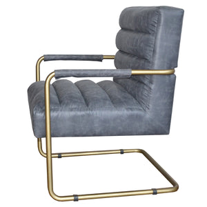 Peyton Bonded Leather Chair – Modern Vintage Design with Channel Tufting and Elegant Gold Finish