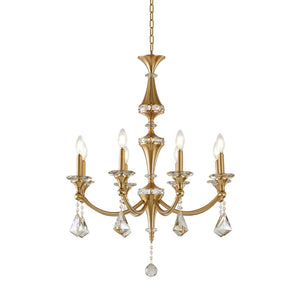 Bethel Stain Brass Chandelier in Iron & Crystal