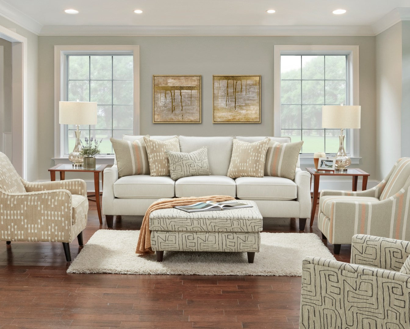 7002-00KP Luxe Living Transitional Sofa with Reversible Cushions & Sty