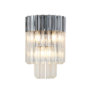 Bethel Chrome Wall Sconce in Stainless Steel & Crystal