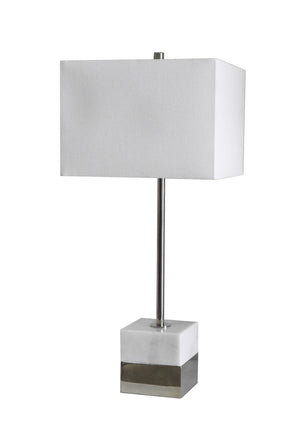 Bethel Polished Nickel Table Lamp in Metal & Marble