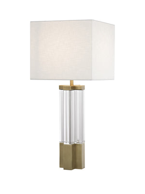 Bethel Antique Brass Table Lamp in Metal & Crystal