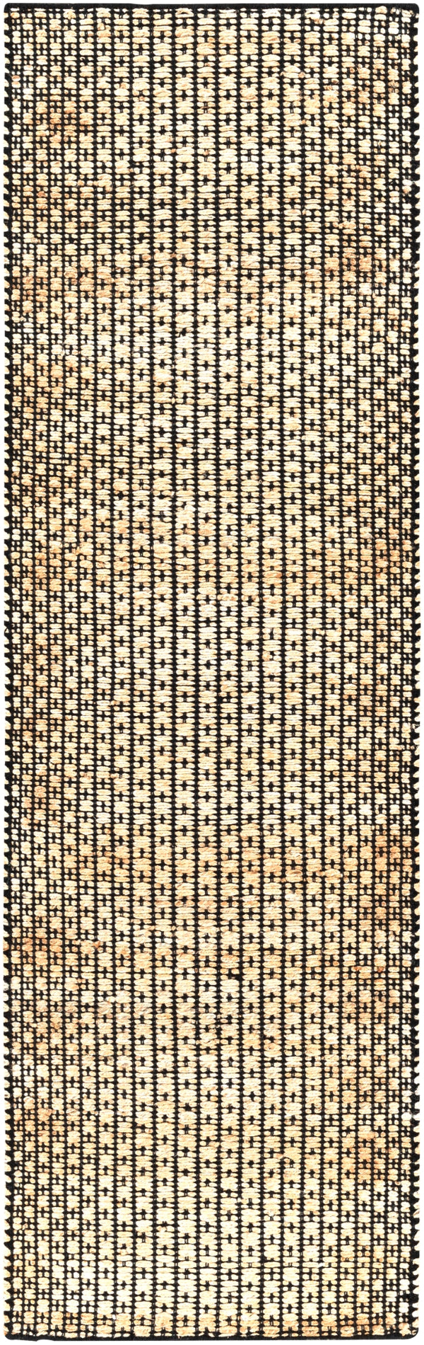 Jasmine JAM-2300 Cottage Jute, Cotton Rug JAM2300-268 Black, Beige 80% Jute, 20% Cotton 2'6" x 8'