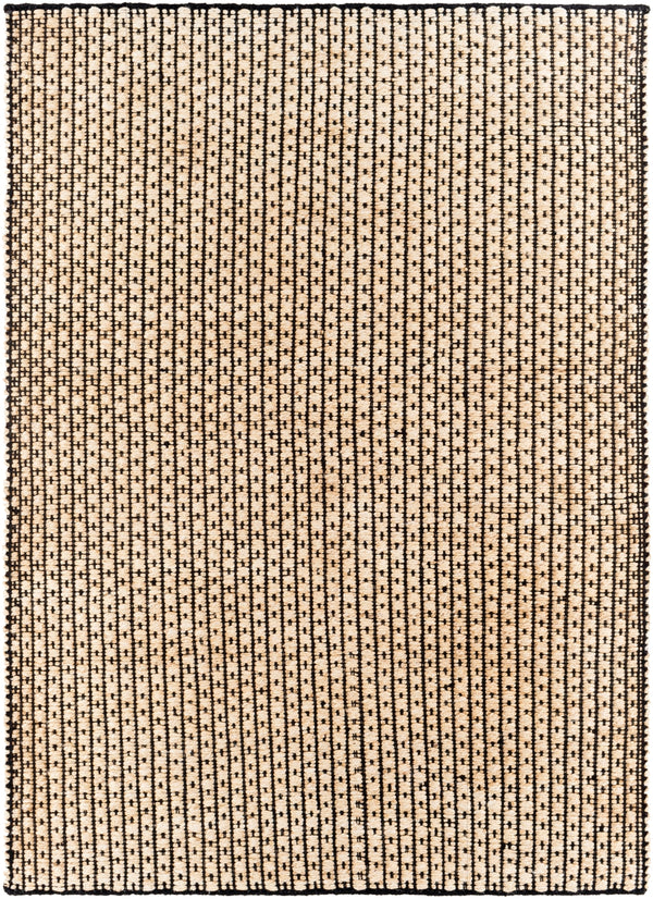 Jasmine JAM-2300 Cottage Jute, Cotton Rug JAM2300-81012 Black, Beige 80% Jute, 20% Cotton 8'10" x 12'